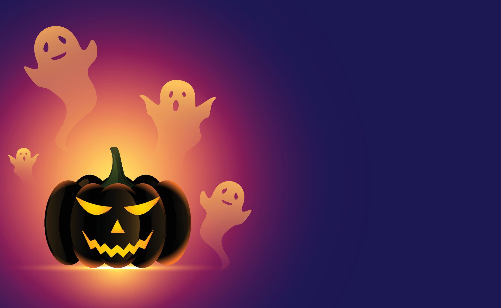 A Halloween background with jack-o-lanterns, bats, and crows. 26279653