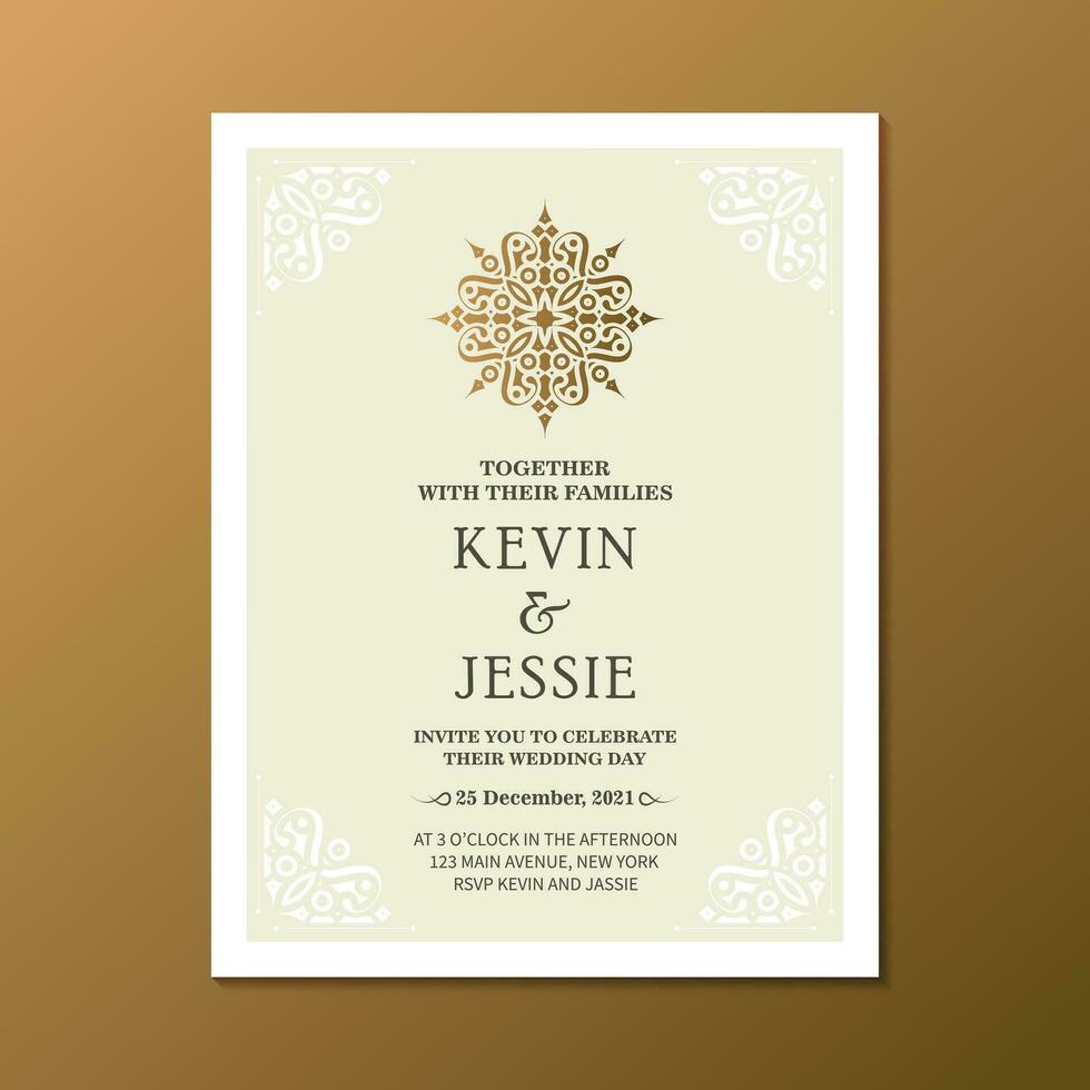Elegant wedding invitation with pattern motif vector