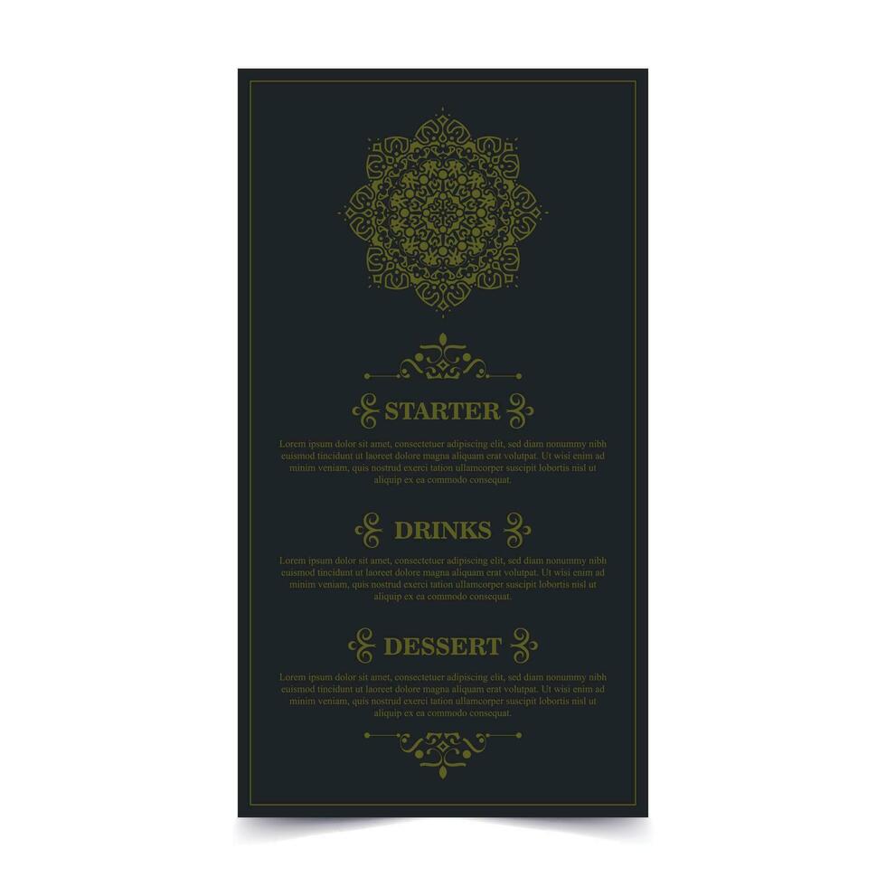 Elegant Menu Layout with Ornamental Elements vector