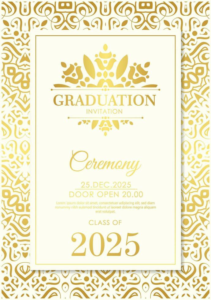 Elegant graduation invitation template with ornament vector