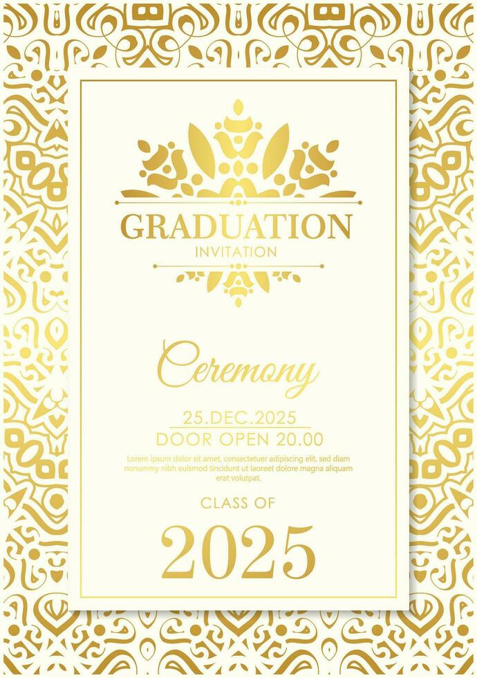 Elegant graduation invitation template with ornament vector