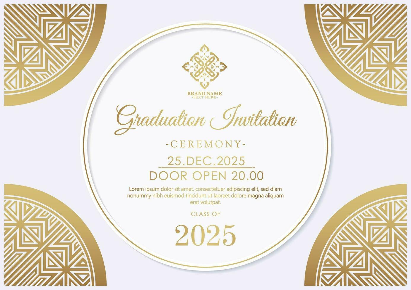 Elegant graduation invitation template with ornament vector