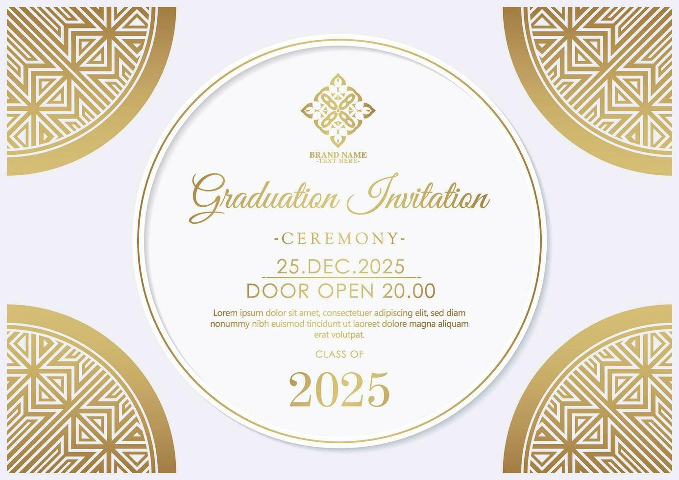 Elegant graduation invitation template with ornament vector