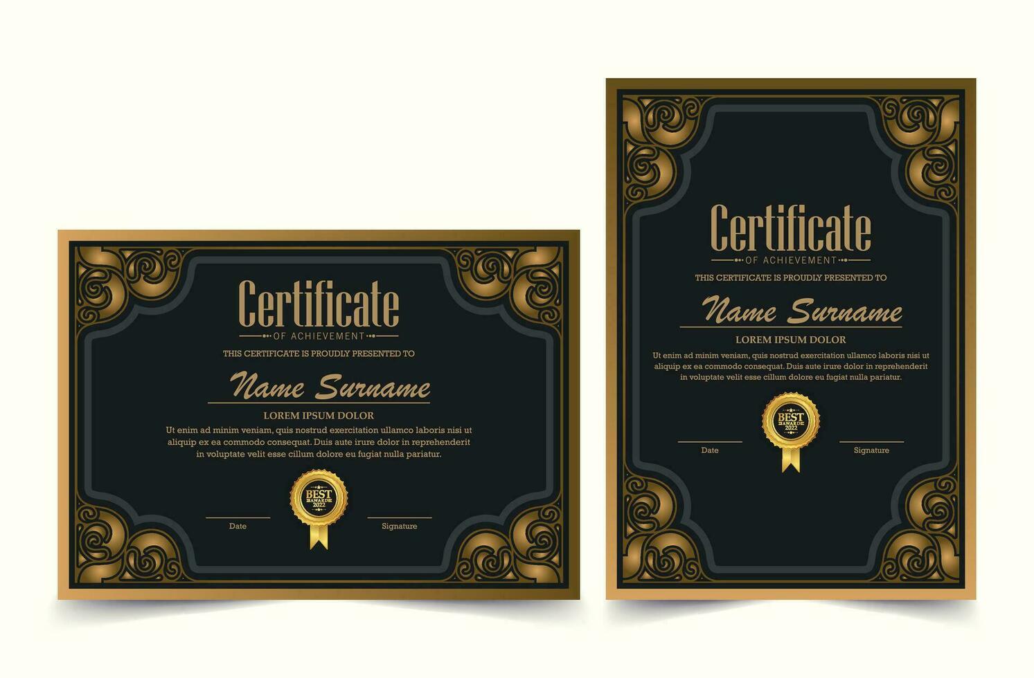 Luxury certificate of achievement best award diploma vector