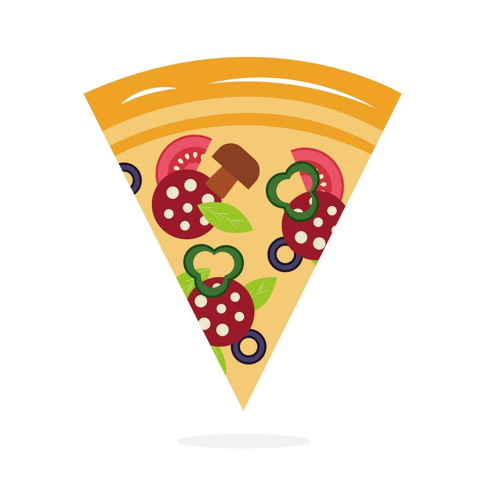 Pizza slice flat. Pizza isolated on white background. Vector illustration.
