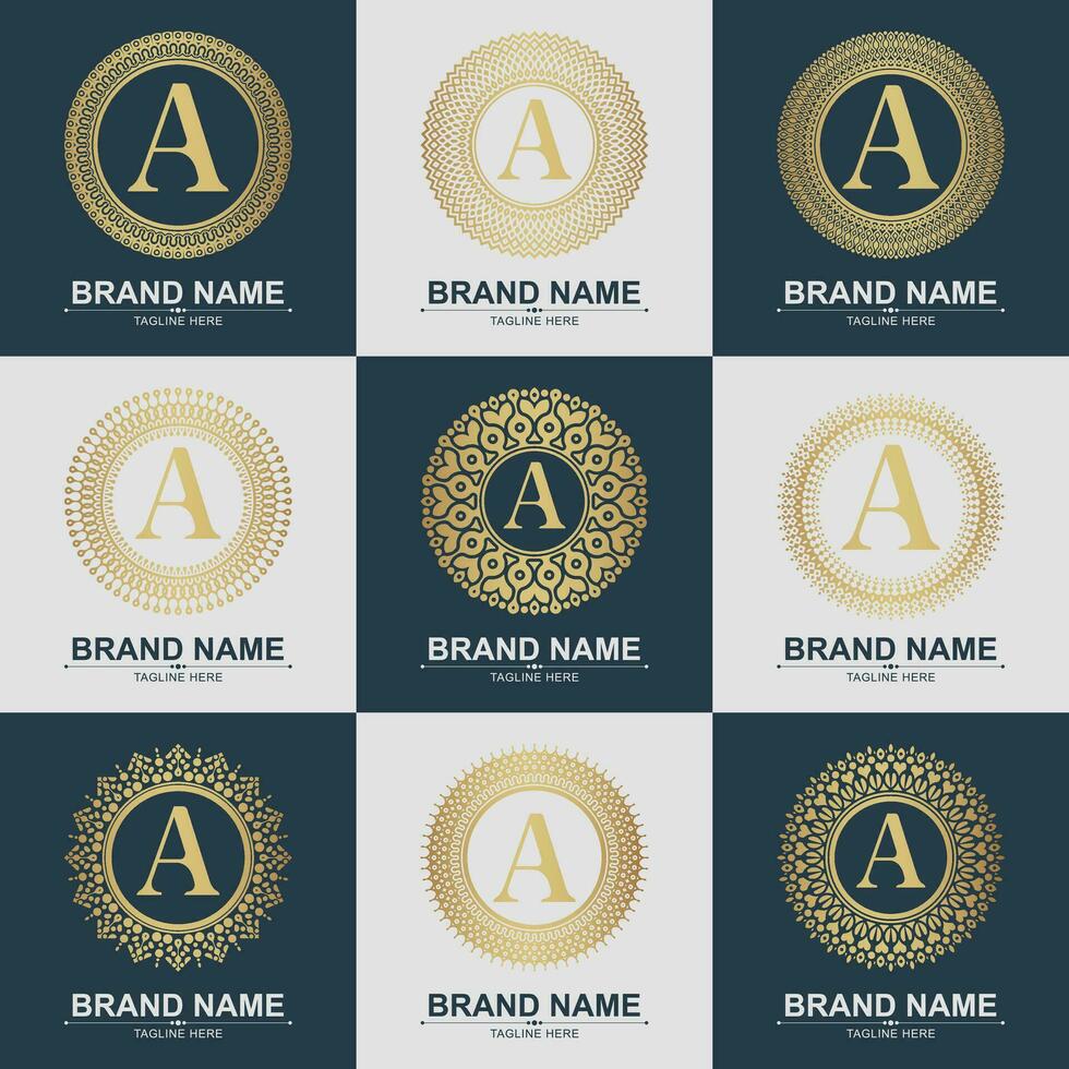 Set of ornament logo line art style luxury vector