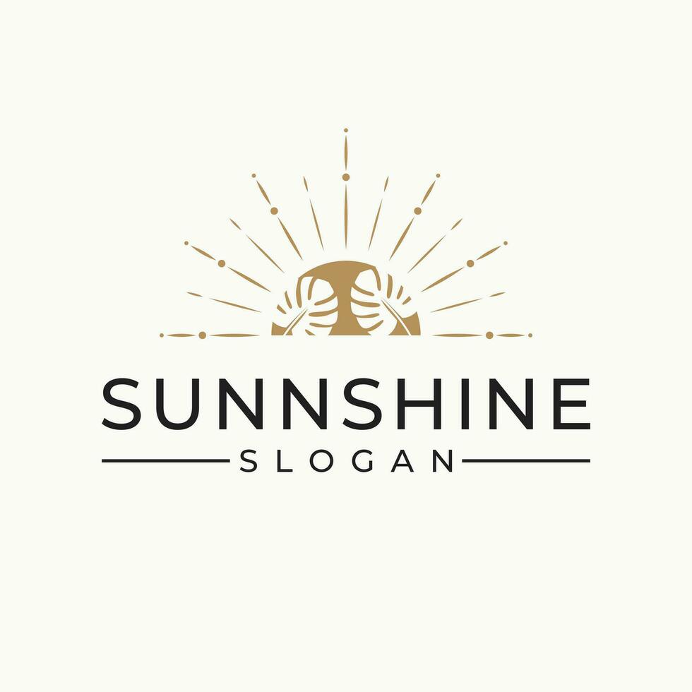 Tropical sun vector logo design. Vacation and travel logo template. Bohemian style.