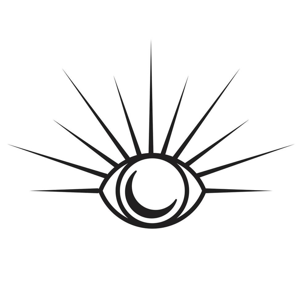 Eye and crescent moon vector icon design. Bohemian flat icon.