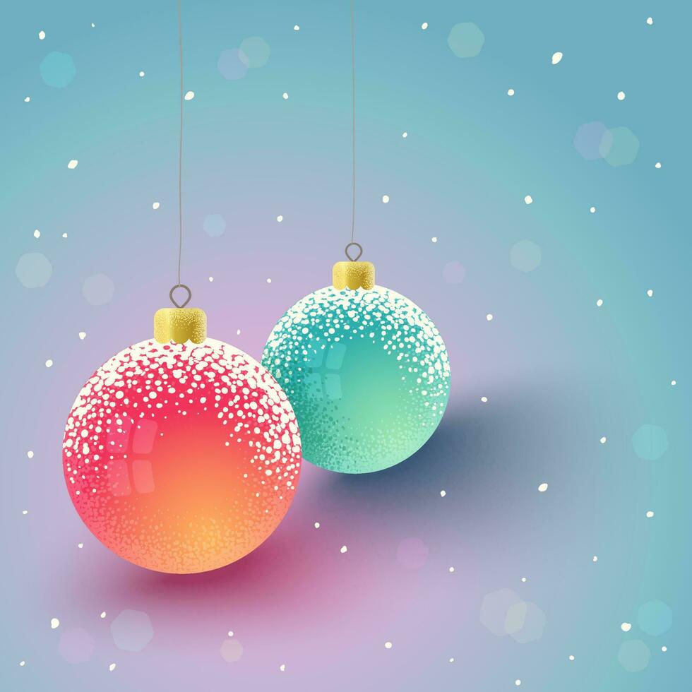 Christmas card with balls on snow vector