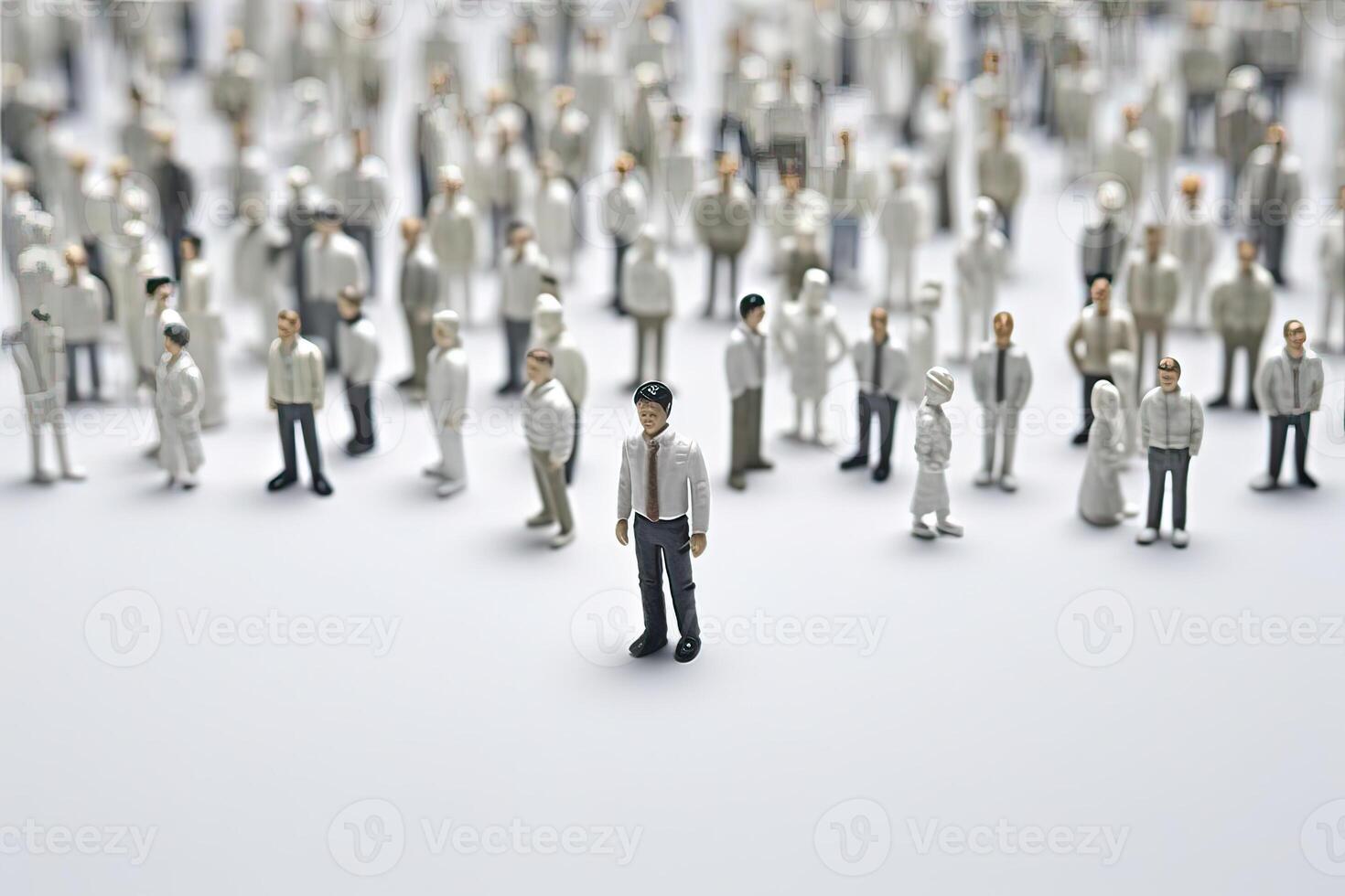 illustration of HR manager or human resources. Leader stands out from crowd. photo