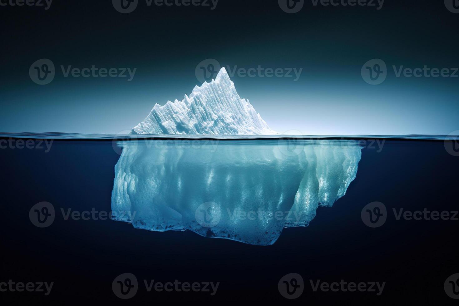 generativo ai ilustración de grande iceberg flotante en el mar. propina de el iceberg foto