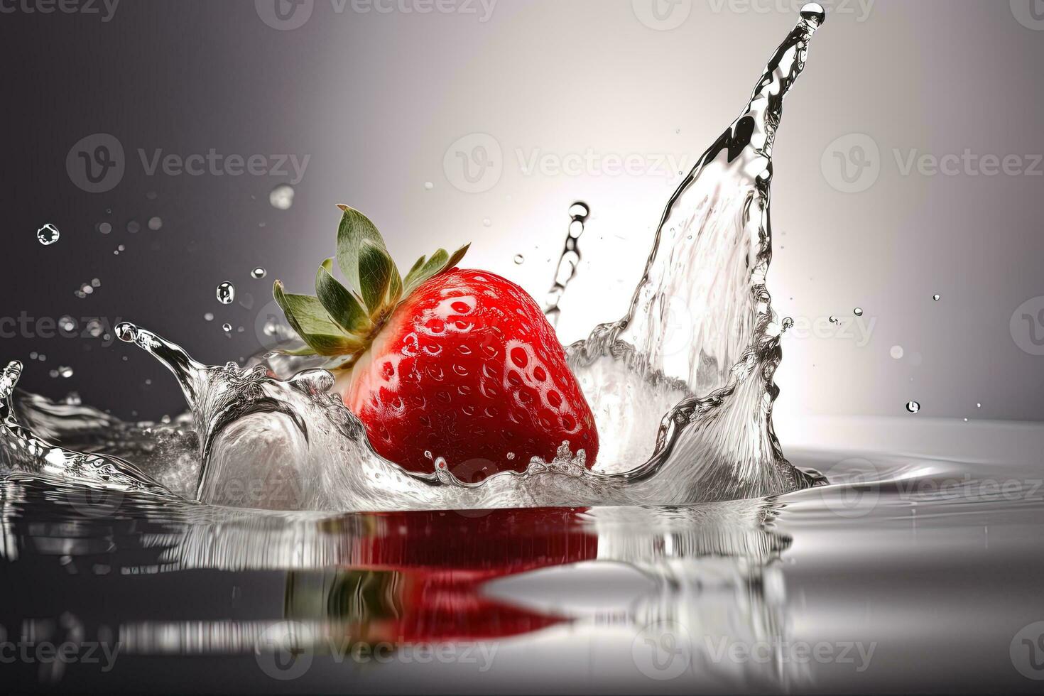 Fresco rojo fresas aislado en negro antecedentes en rociar y corriente de agua. ai generado foto