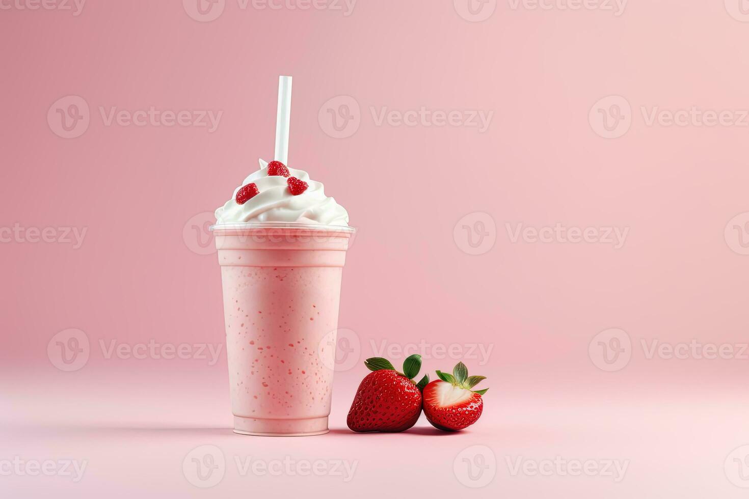 Strawberry milkshake in plastic takeaway cup isolated on white background  with copy space. ai generated 26237317 Stock Photo at Vecteezy