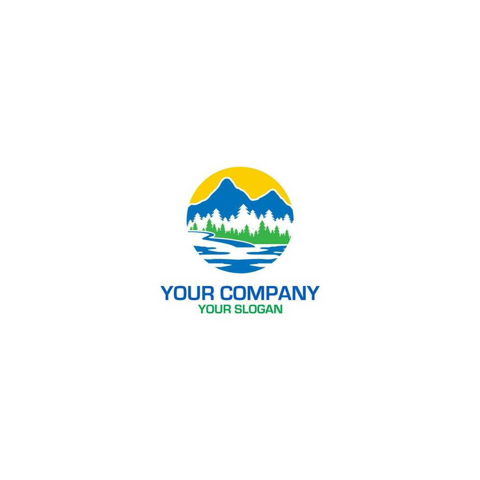 Mountain Lake Logo Design Vector