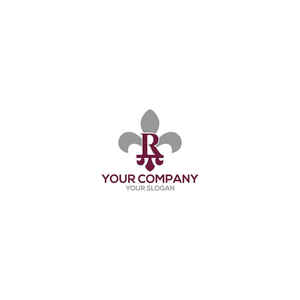 R fleur de lis Logo Design Vector