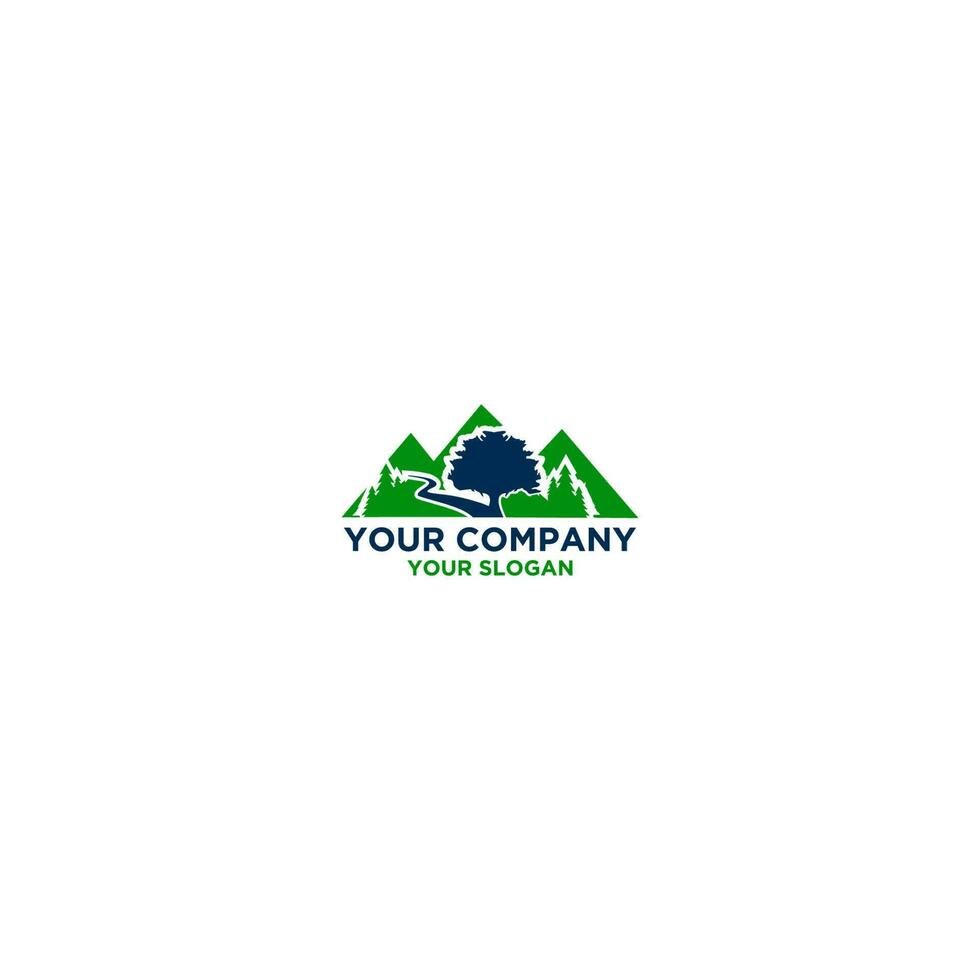 Mountain Oak Logo Design Vector