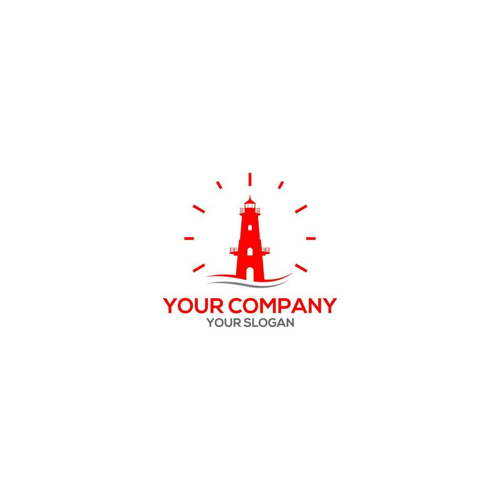 Red Lighthouse Logo Design Vector