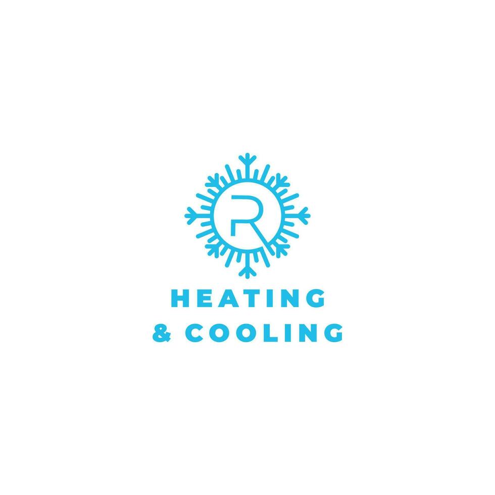 R Heating and Cooling Logo Design Vector