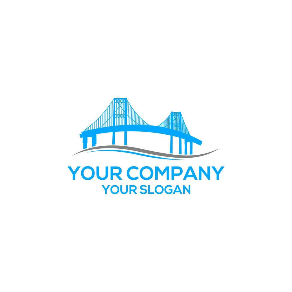 Simple Blue Brigde Logo Design vector