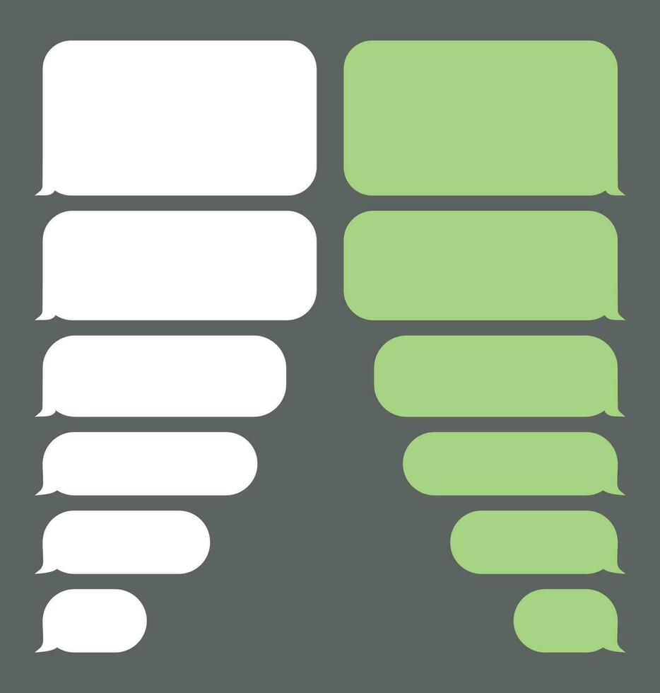 Green and White Message bubbles Set. Sms vector design template for messenger chat