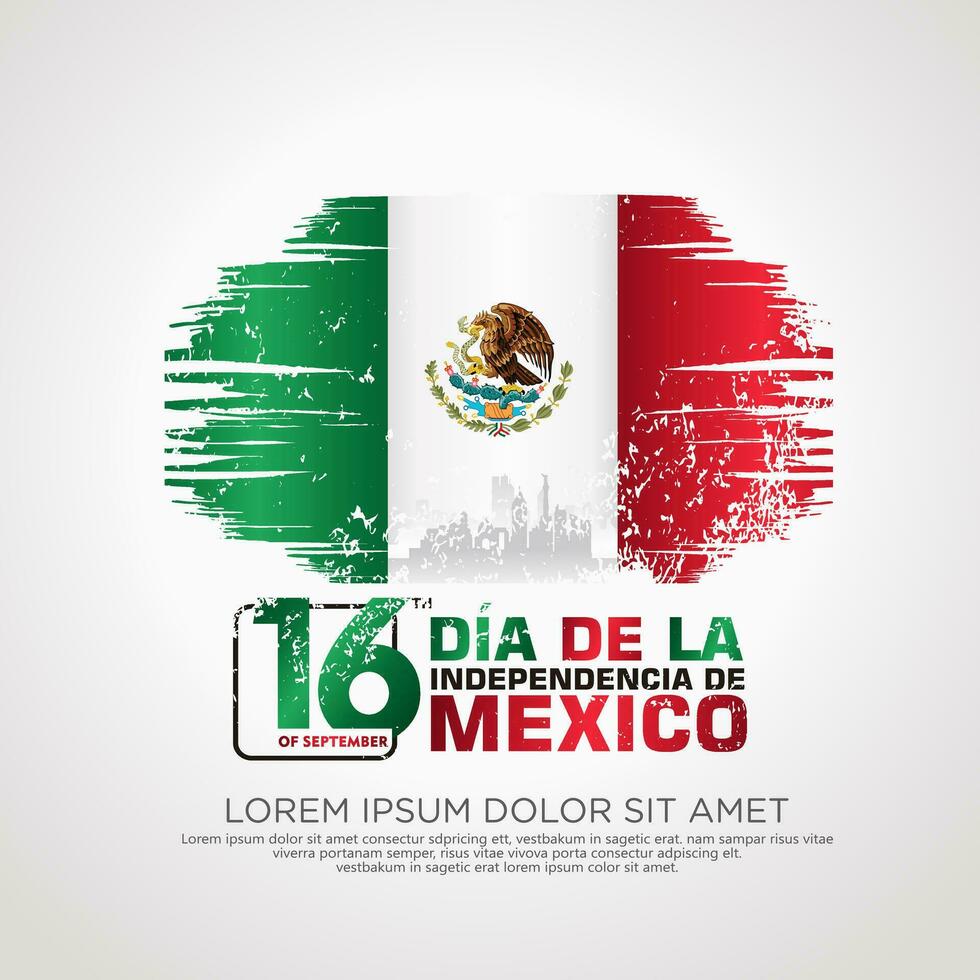 Mexico independence day greeting card template. vector