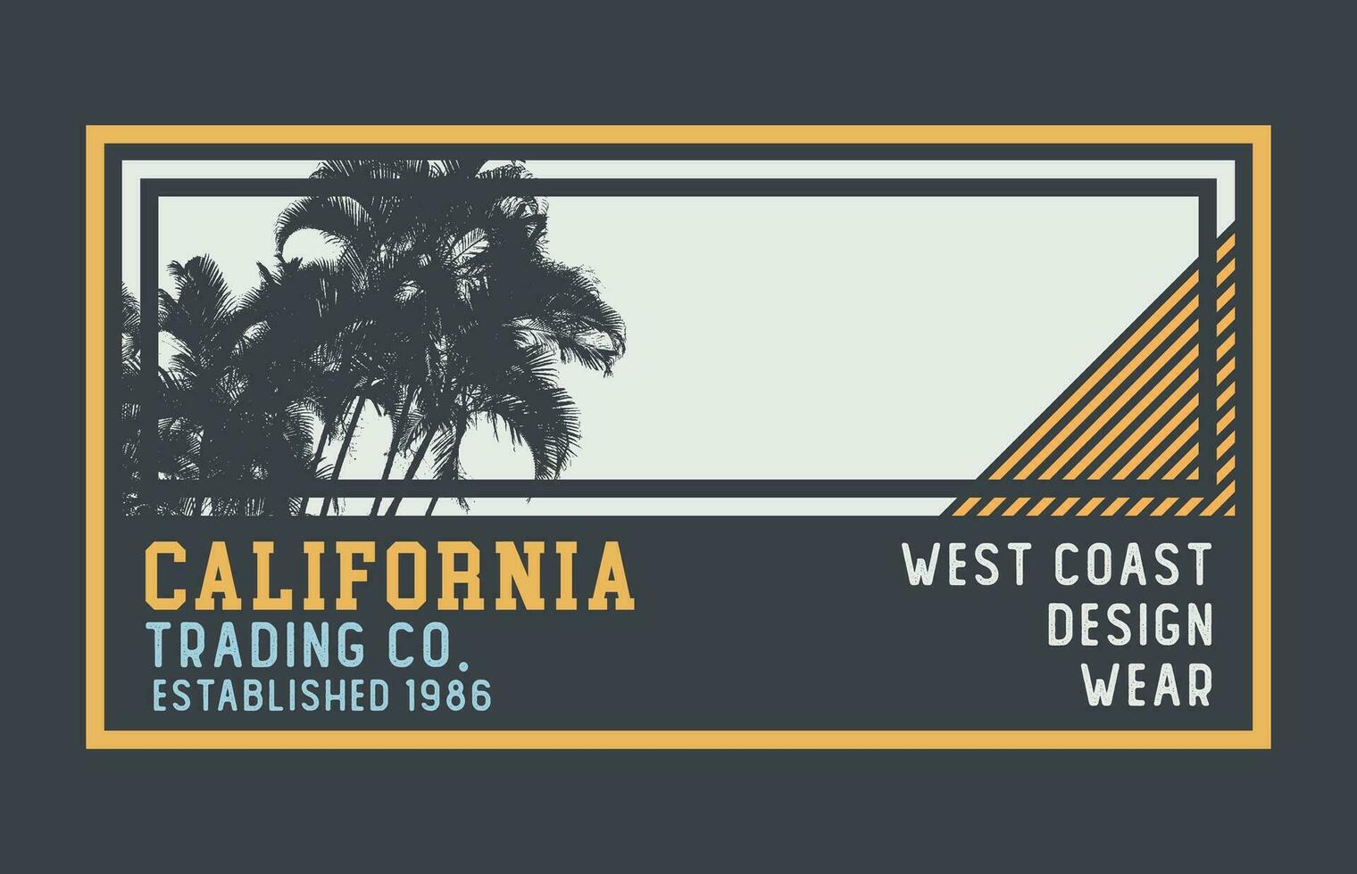 Vector design of emblem with silhouette of coconut trees and text Cheers to summer and California, USA. Art for printing on t-shirts, decoration and etc.