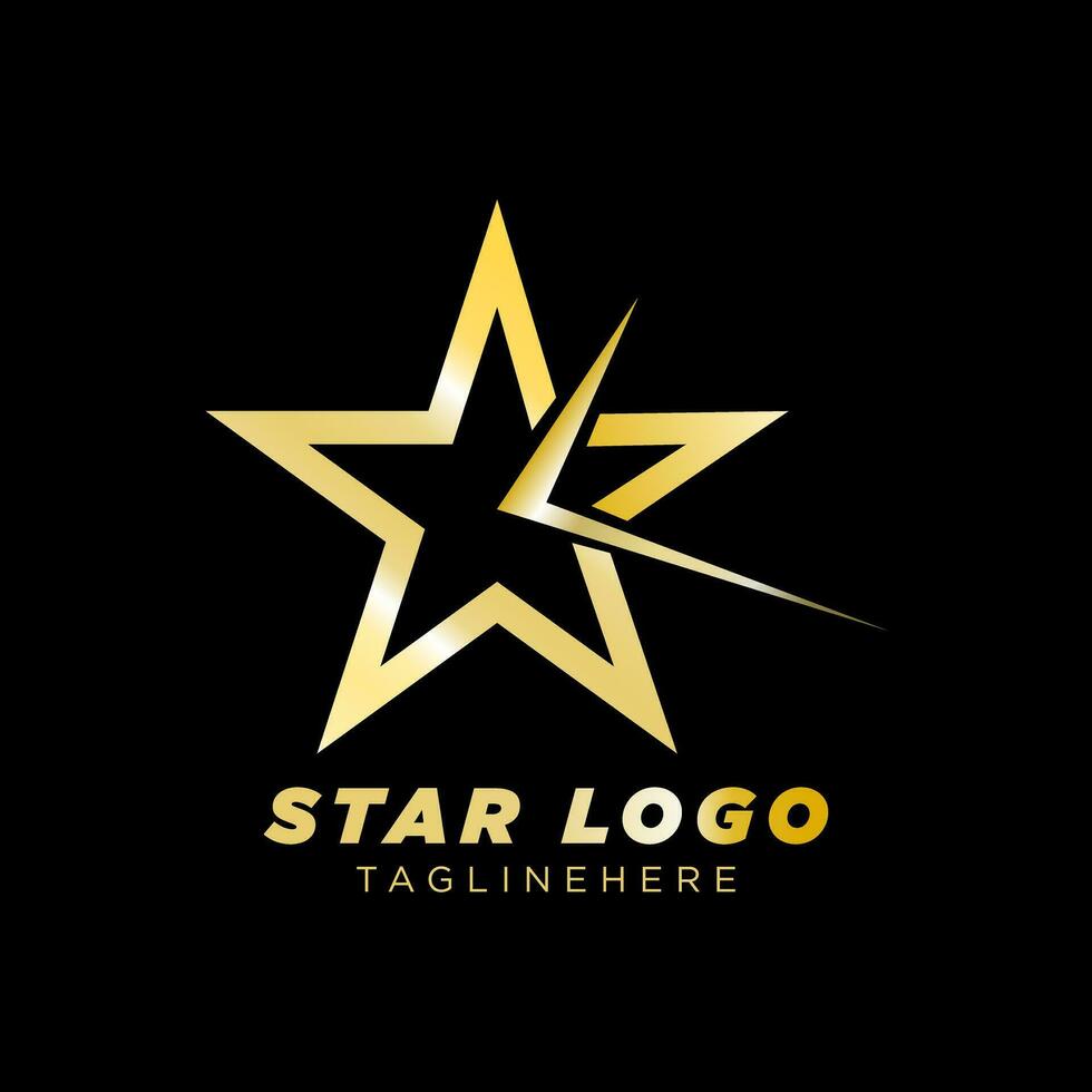 Gold Star Logo vector in elegant style on black background