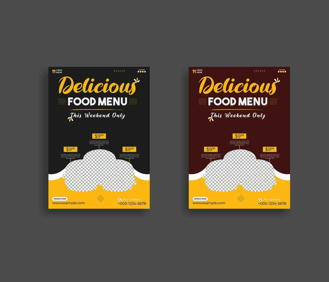 delicious food menu flyer template design vector