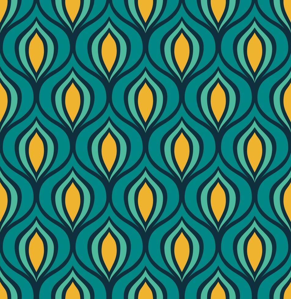 oscuro azul vector sin costura antecedentes con amarillo y verde resumen Arte deco cifras