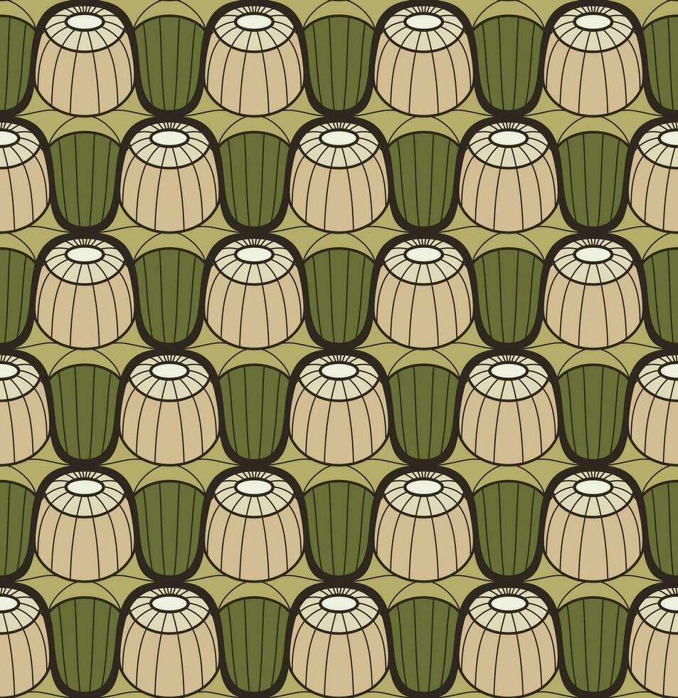 DARK GREEN VECTOR SEAMLESS BACKGROUND WITH GREEN DATURA BUDS IN ART NOUVEAU STYLE