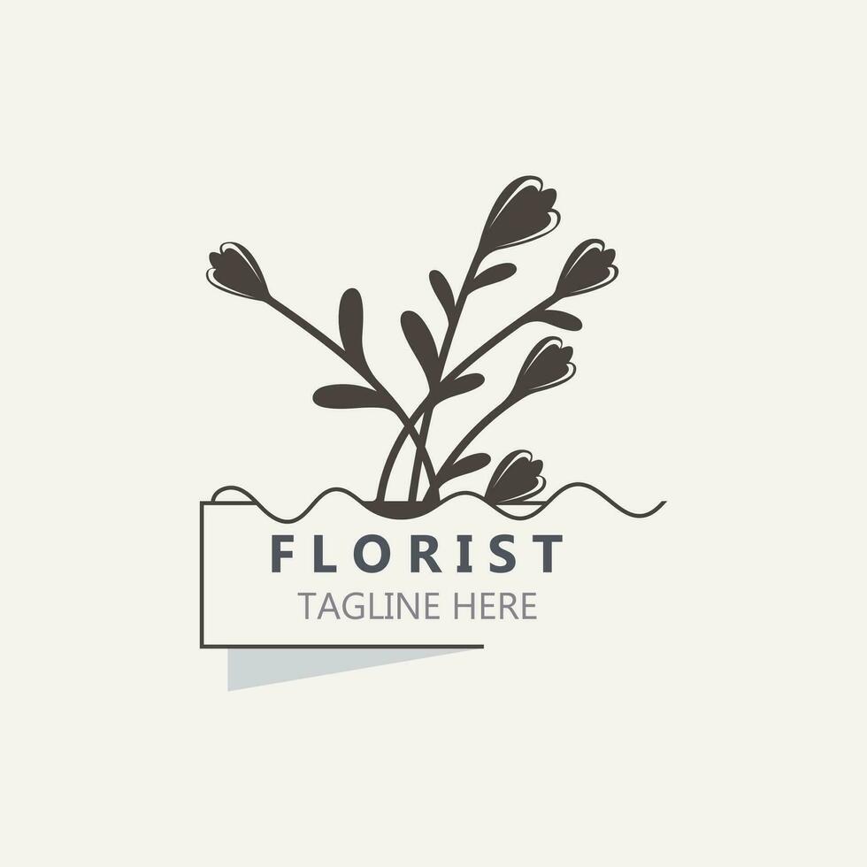 Florist logo beautiful floral leaf and flower vector art, icon graphic decoration business wedding template