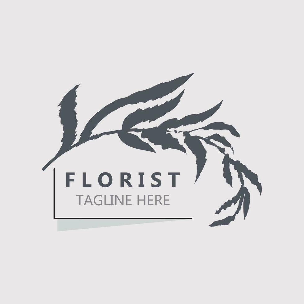 Florist logo beautiful floral leaf and flower vector art, icon graphic decoration business wedding template