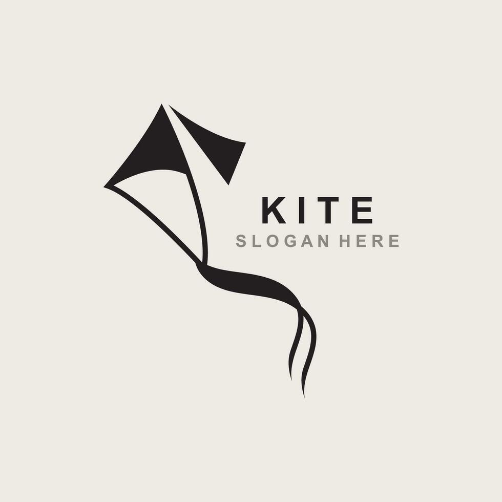 Kite Logo Design. paper kite handrawn style and creative. minimalist, and luxury logo vector