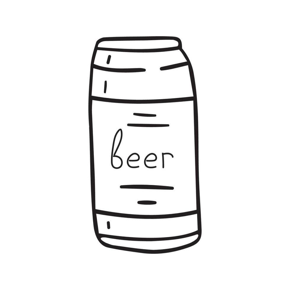 Hand drawn vector illustration of beer in a tin.