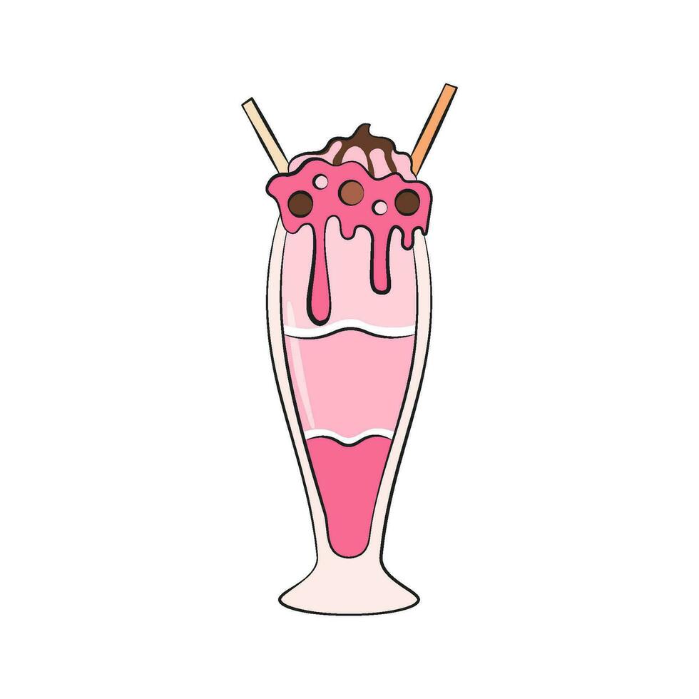 Milkshake vector illustration. Cartoon isolated glass cup with milk drink