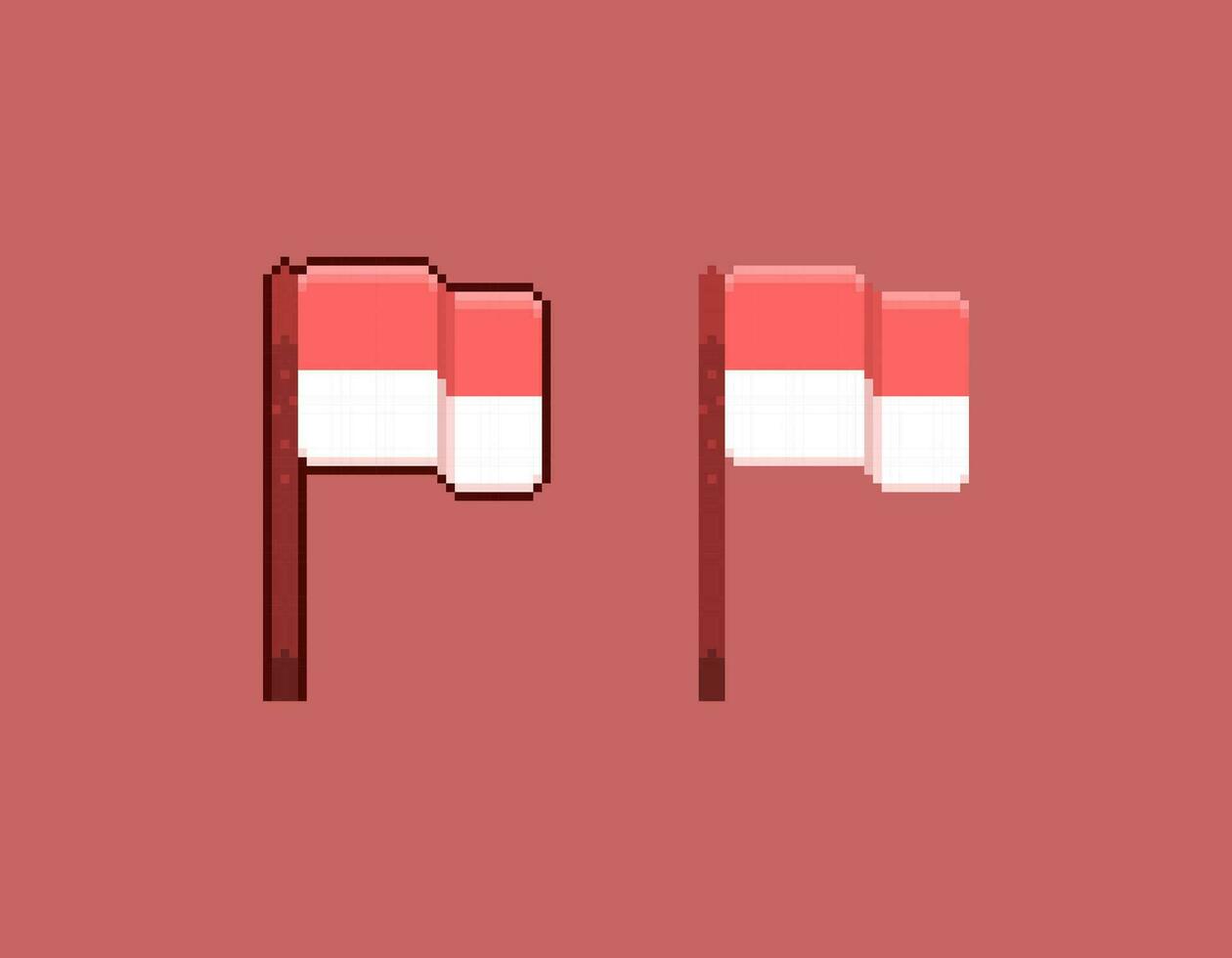 pixel illustration of a waving red and white flag. Indonesian flag. country. pixel art style illustration. vector elements. icon or symbol