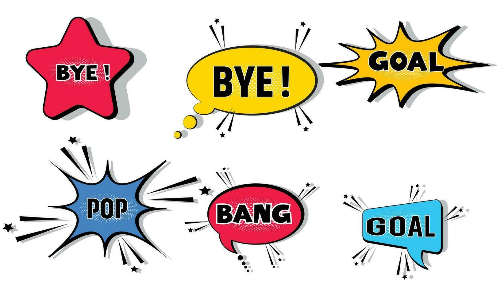 Set of speech bubbles. Halftone shadows. Set comics book balloon. Bubble speech phrase. Cartoon exclusive font label tag expression. Comic text sound effects. Cartoon balloon word design. vector