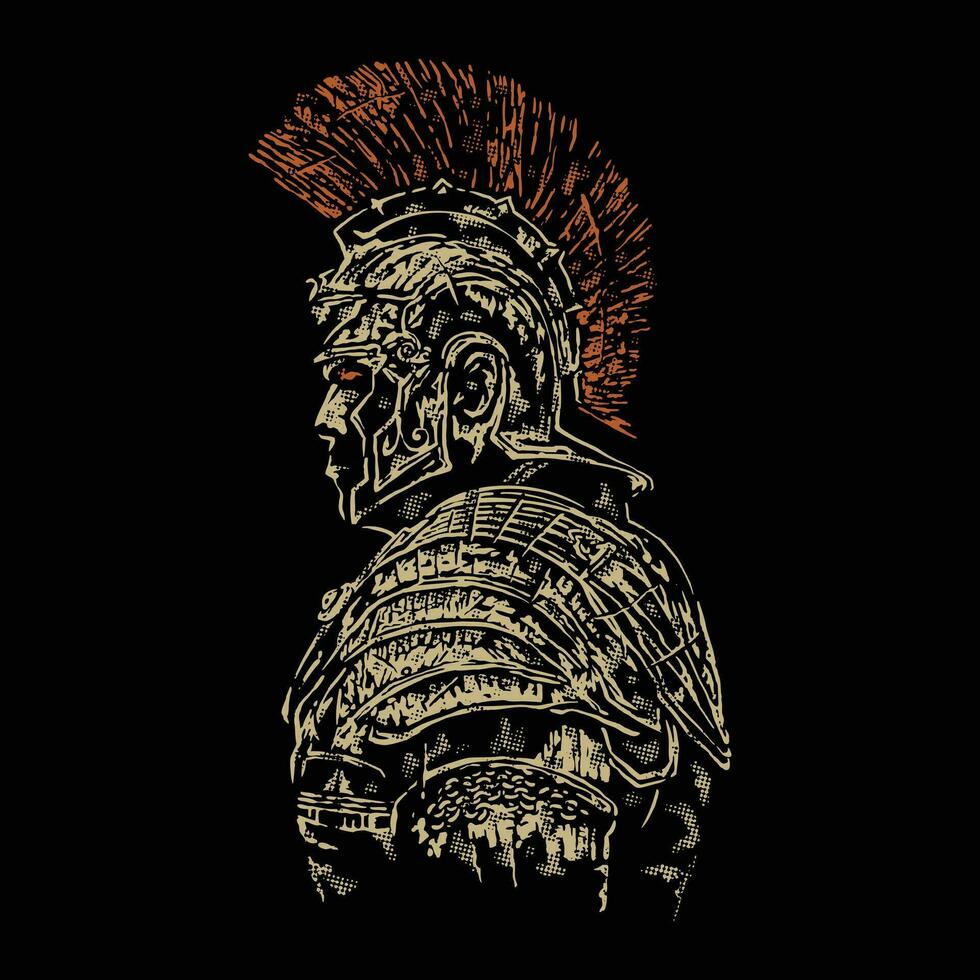 el bárbaro espartano guerrero grunge antiguo sello estilo ilustración vector