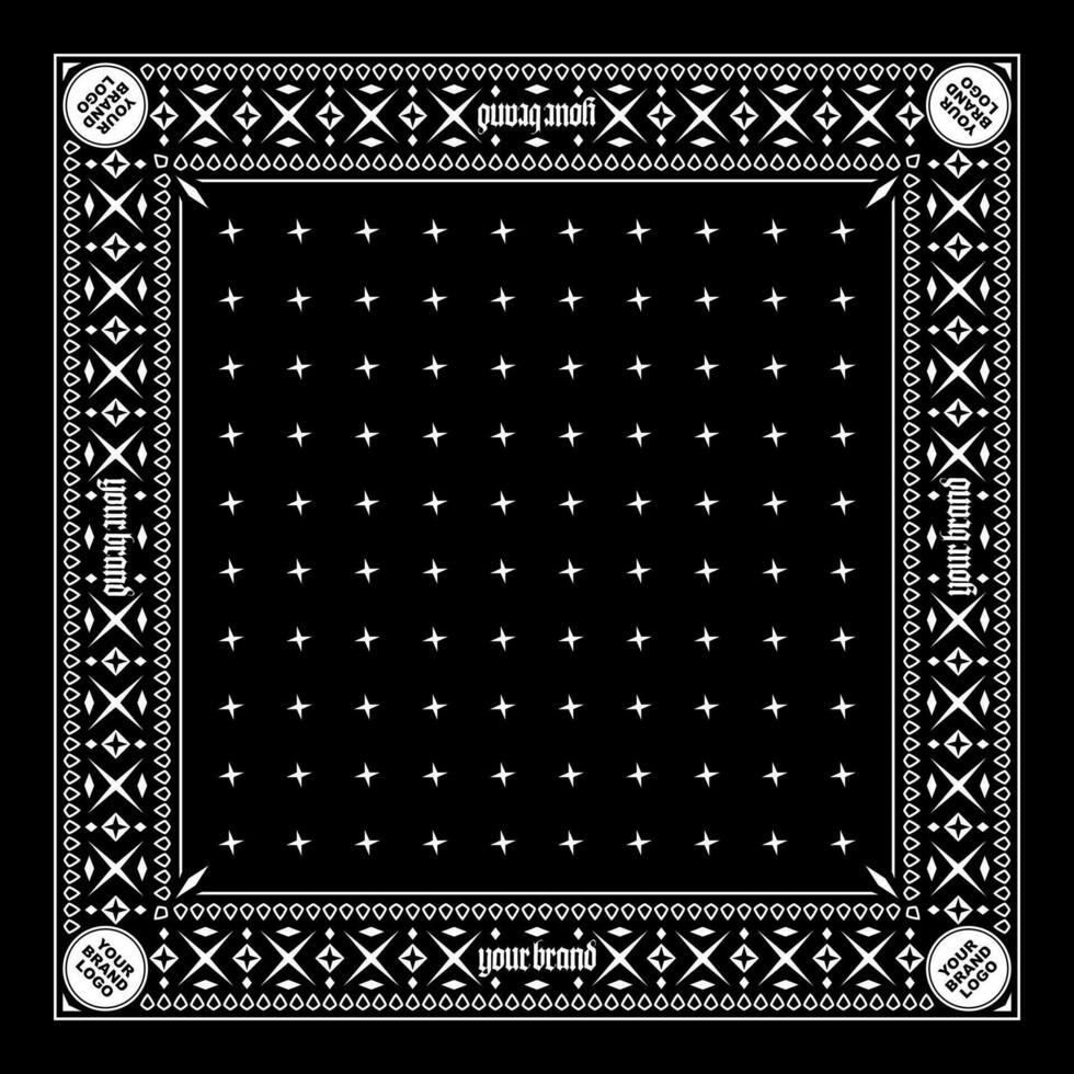 Simply Bandana decorated with white geometric ornament lines that can be applied to fabrics of various colors vector