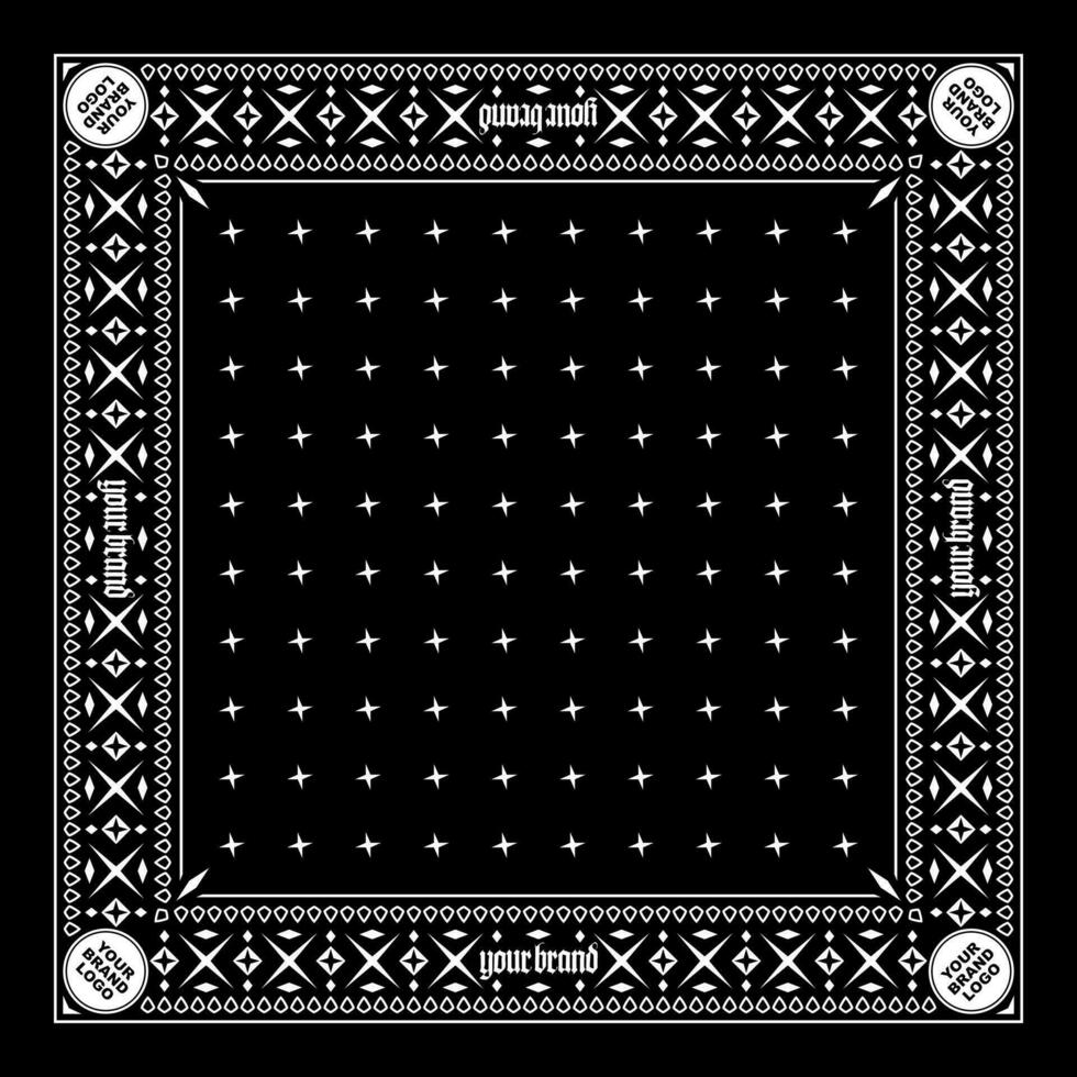 Simply Bandana decorated with white geometric ornament lines that can be applied to fabrics of various colors vector