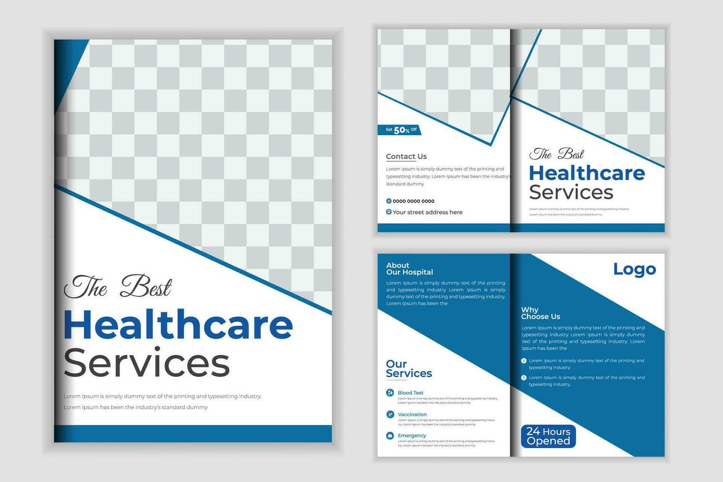 Medical Bi-Fold Brochure Design Template For Your Business vector