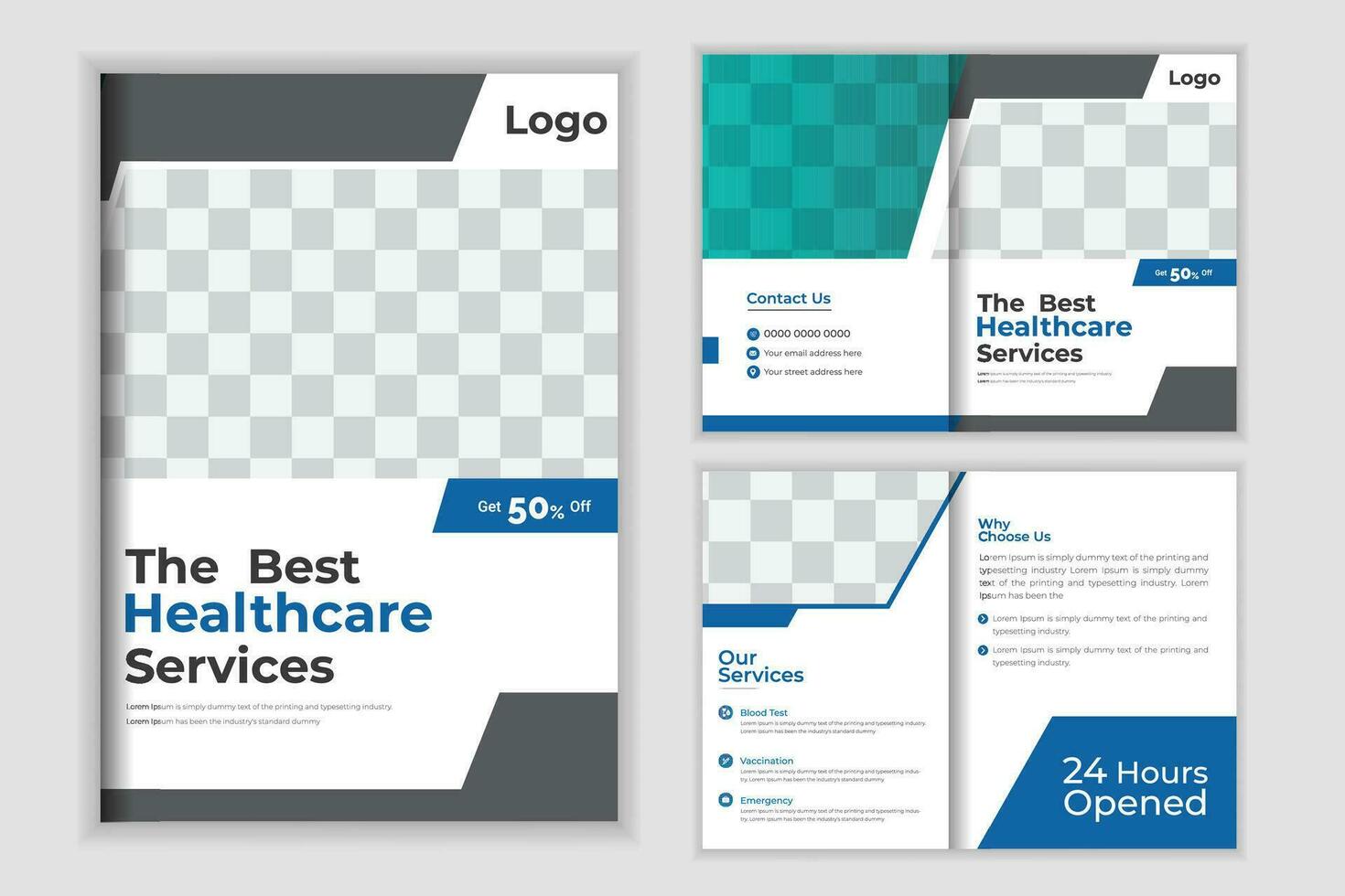 Medical Bi-Fold Brochure Design Template For Your Business vector