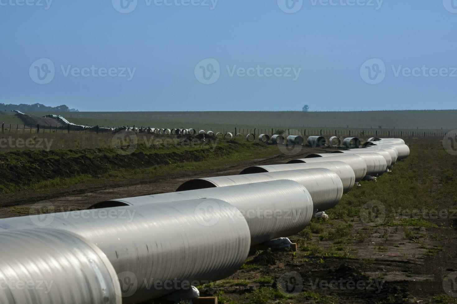 Gas pipeline construction, La Pampa province , Patagonia, Argentina. photo