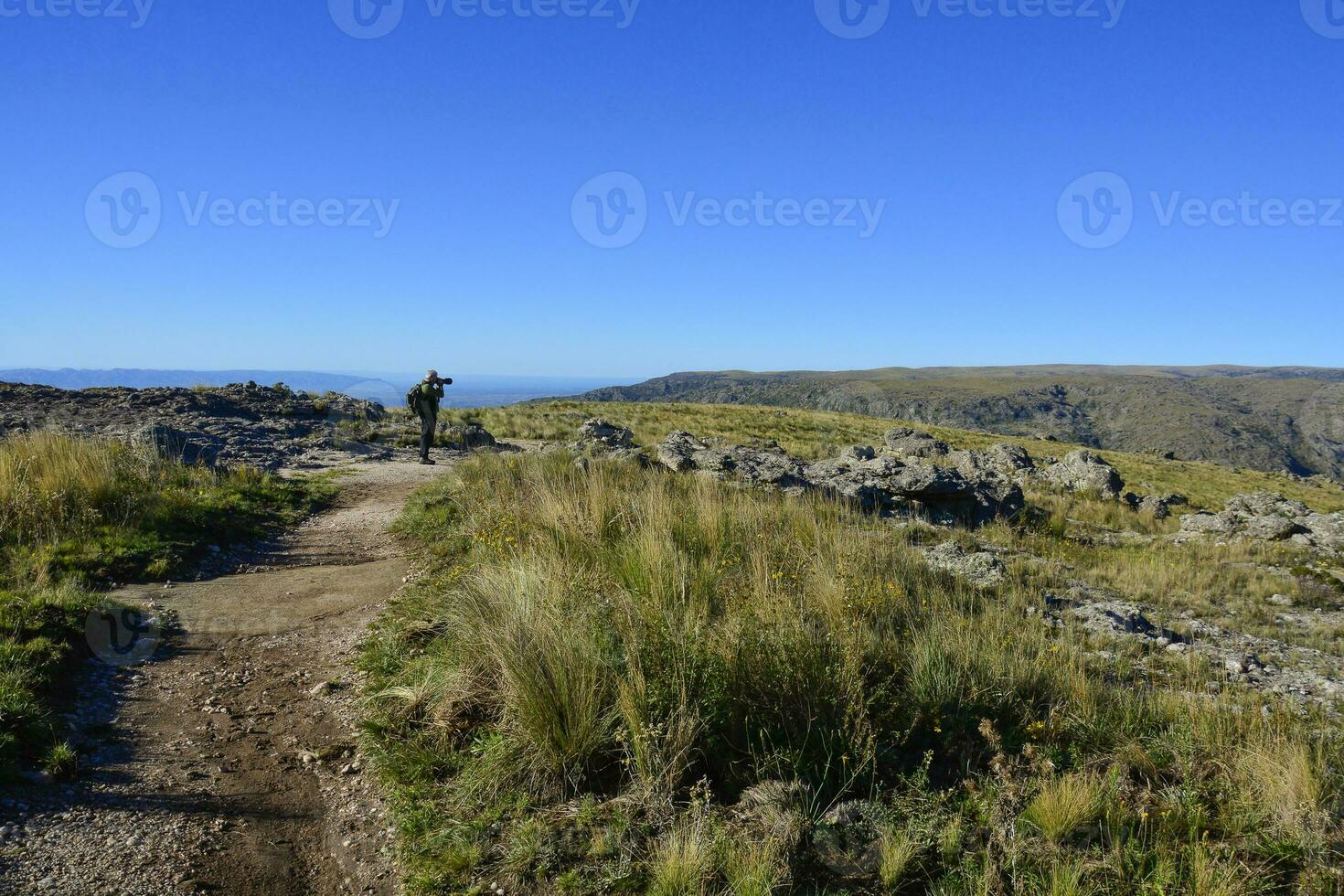 Tourist in Quebrada del Condorito  National Park,Cordoba province, Argentina photo