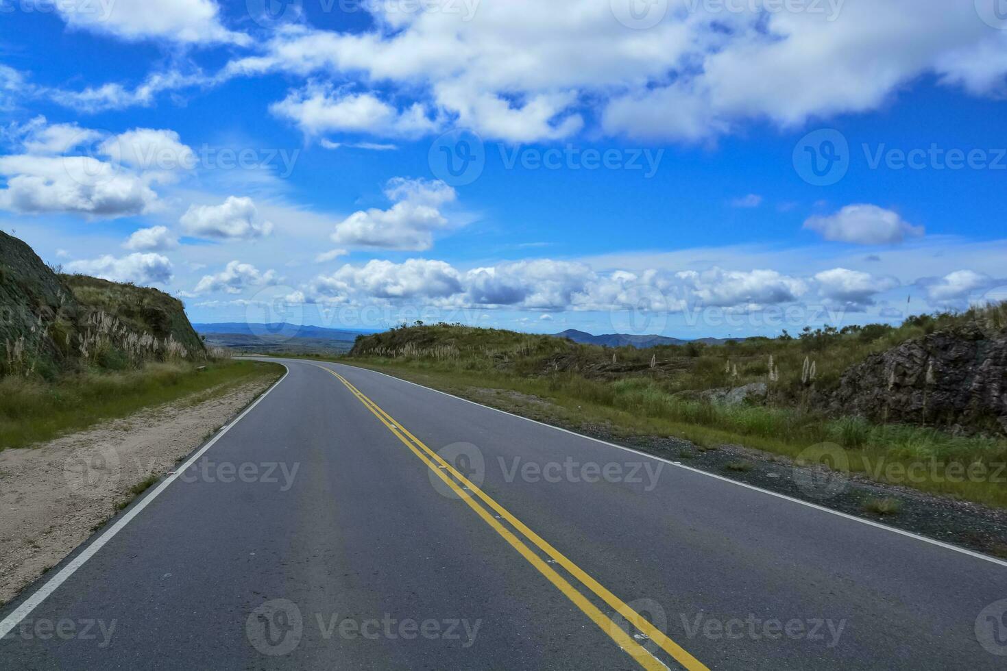 Route in Pampa de Achala, Quebrada del Condorito  National Park,Cordoba province, Argentina photo