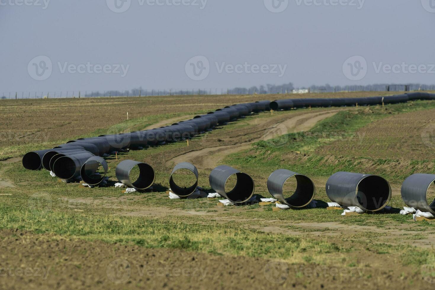 Gas pipeline construction, La Pampa province , Patagonia, Argentina. photo