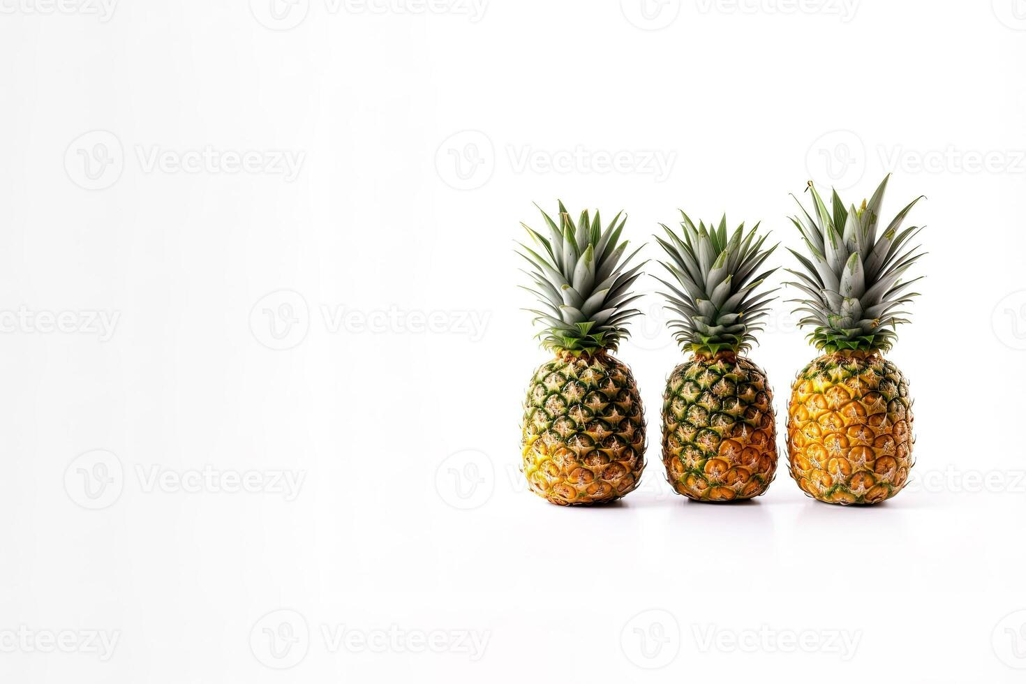 Ripe pineapples isolated on a white background with copy space. ai generated photo
