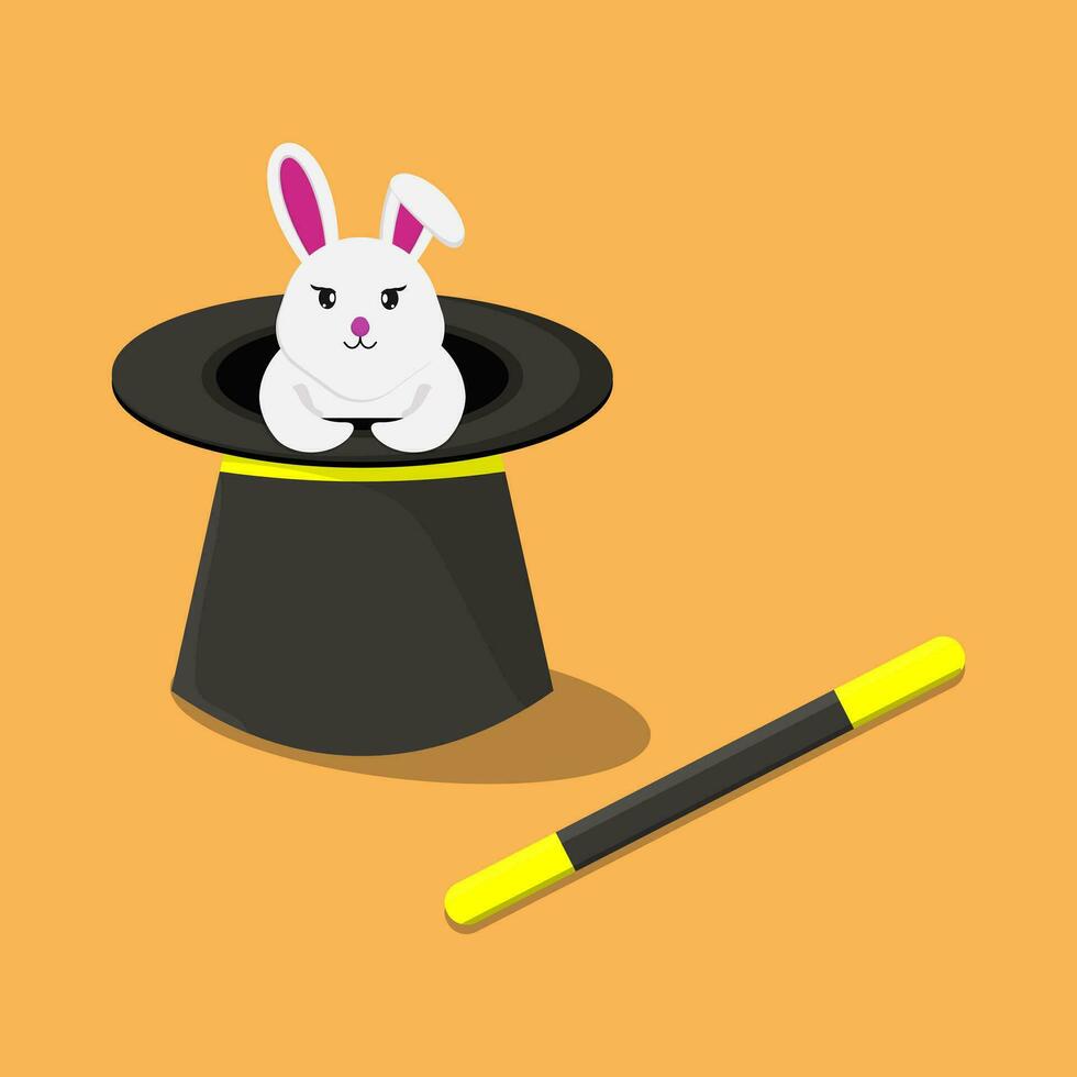 vector illustration of a bunny in a hat.