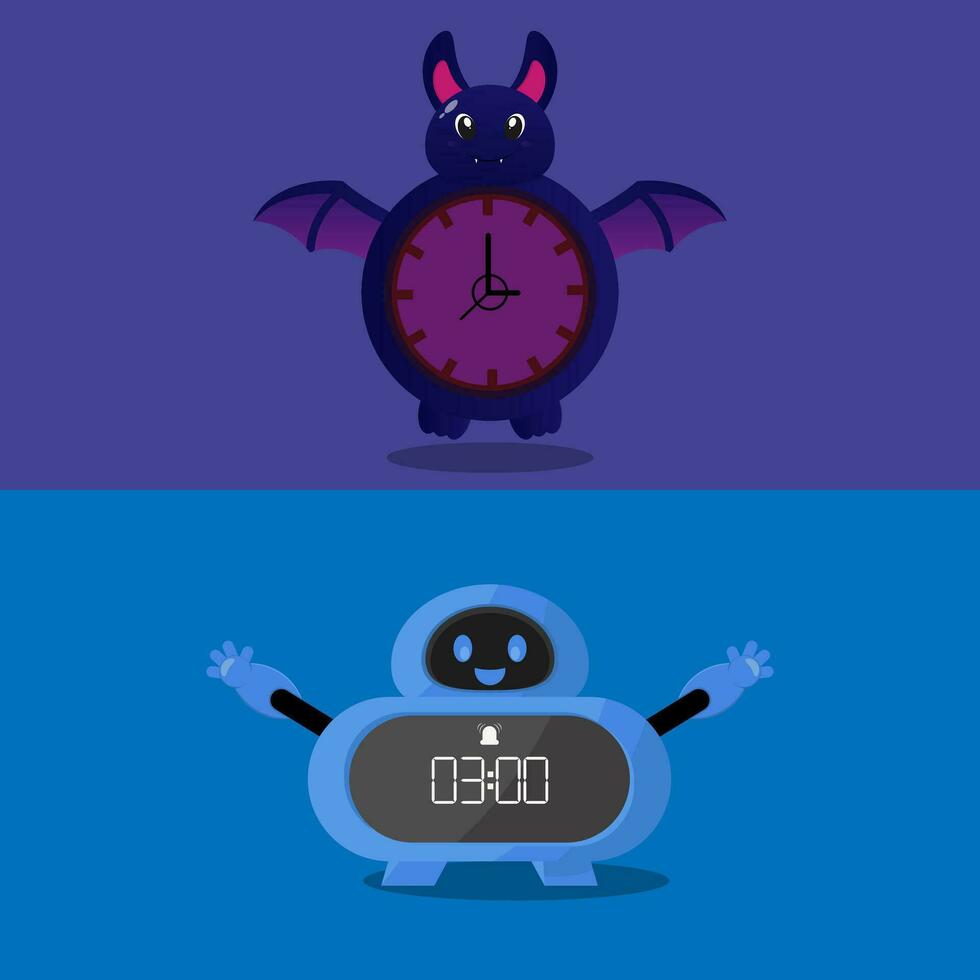 vector illustration of a clock with various shapes.