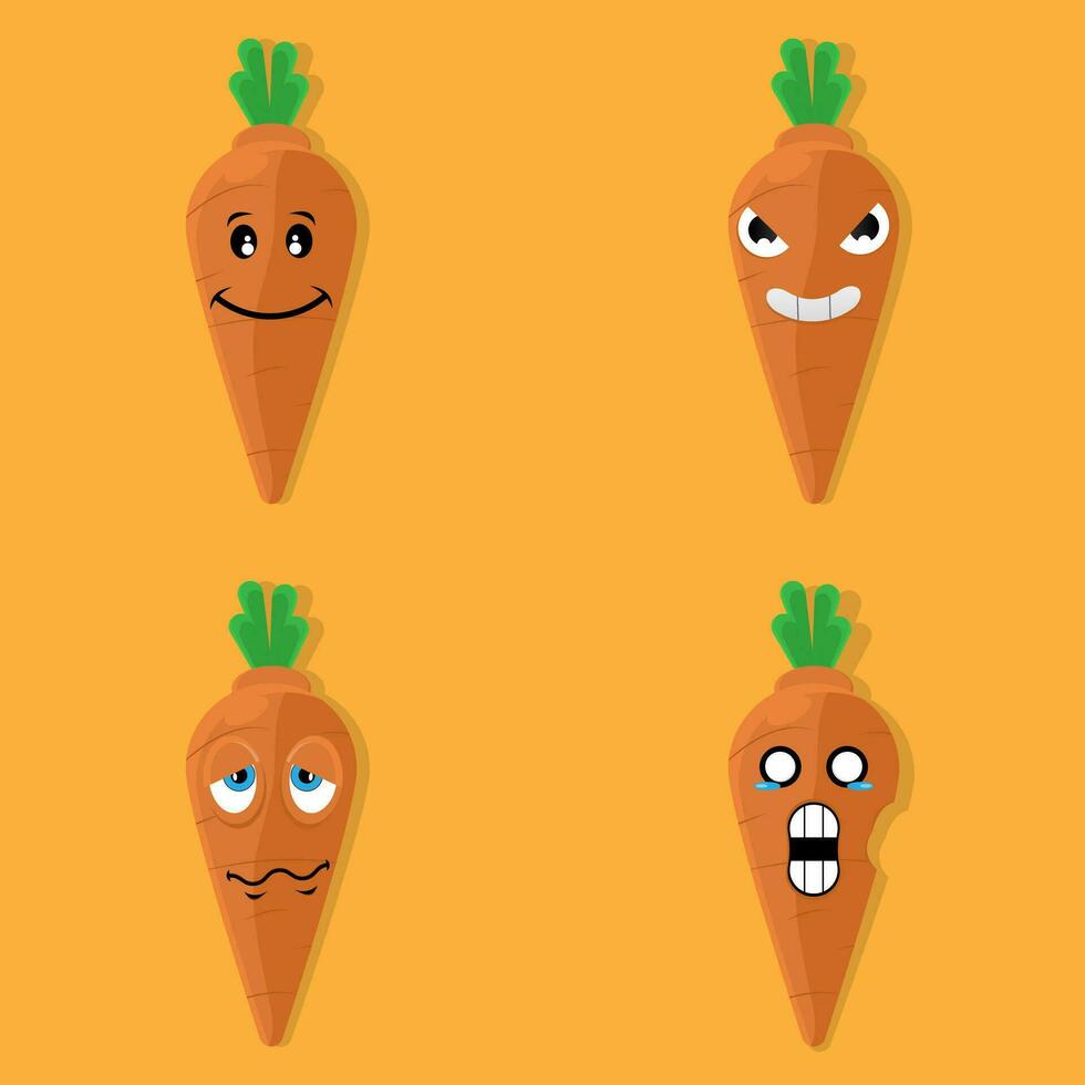 carrot vector illustration with different emoticons.